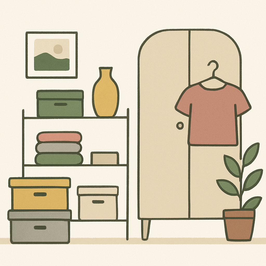 整理整頓・断捨離のイメージを北欧イラスト風で