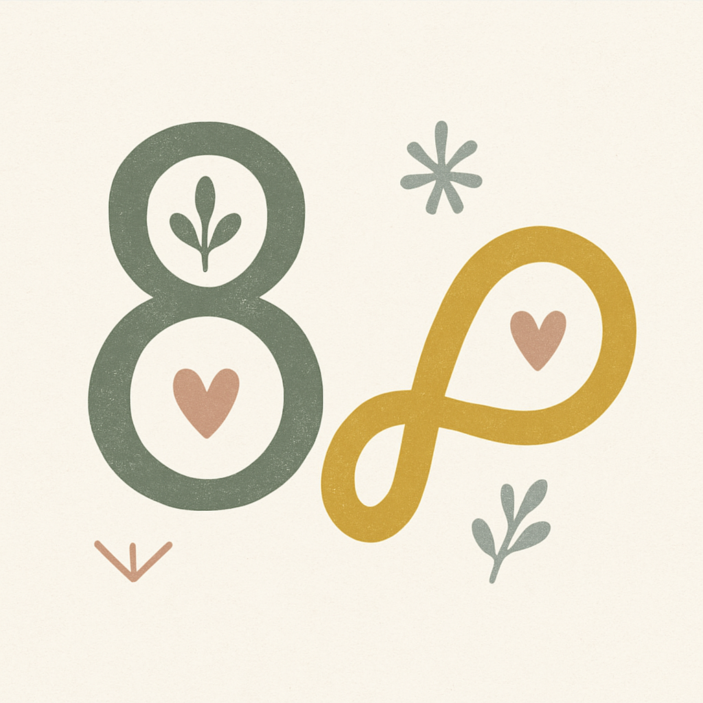 8と無限大の記号をモチーフにした北欧イラスト風のイメージ