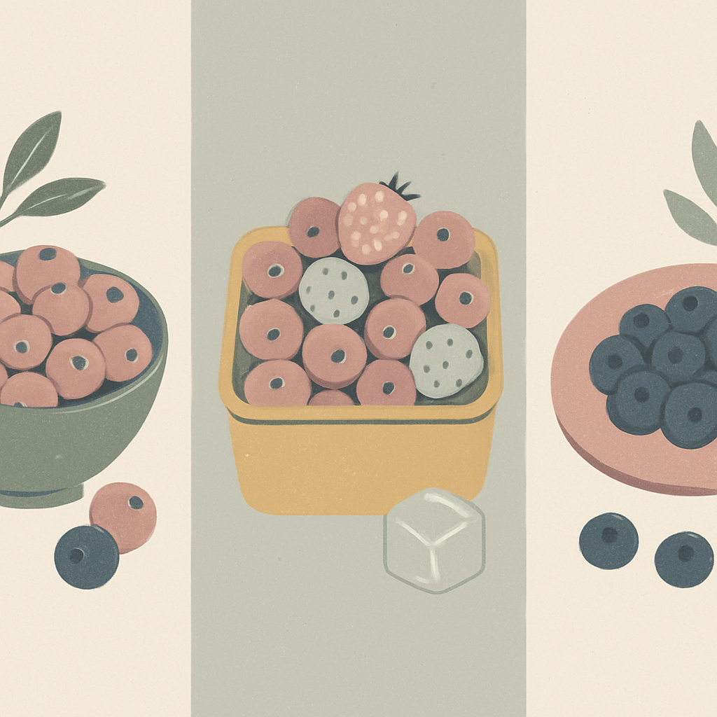 生・冷凍・ドライブルーベリーの比較イメージ