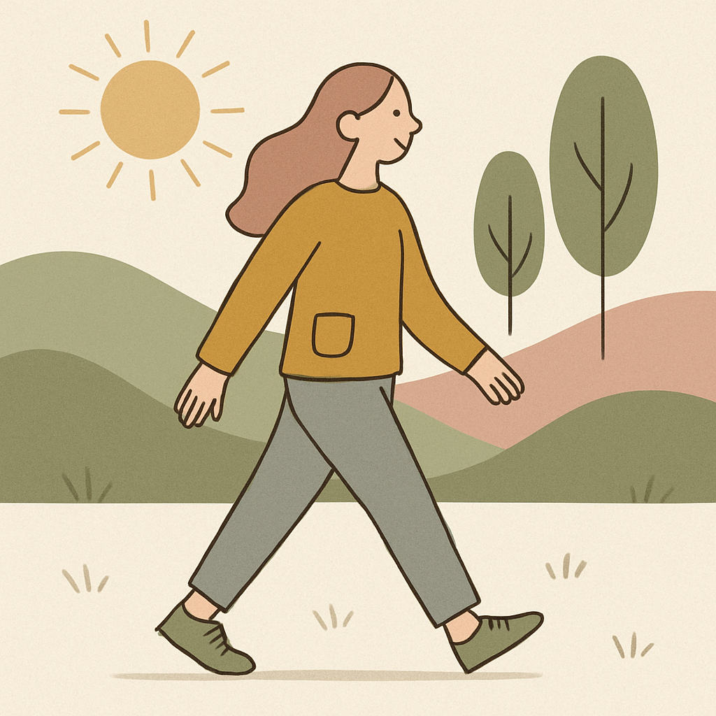 朝の光を浴びながらウォーキングするイメージ