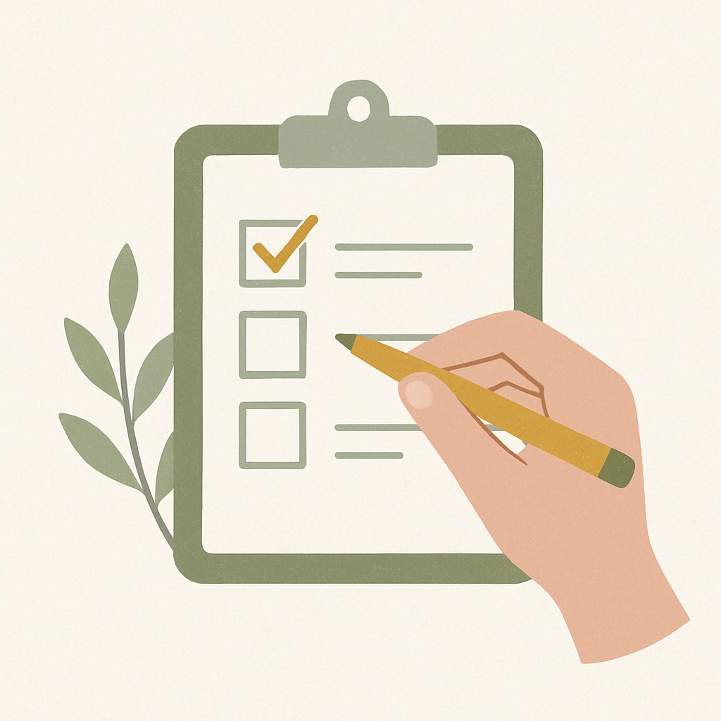 目標達成のイメージ（チェックリストにチェックを入れる様子）