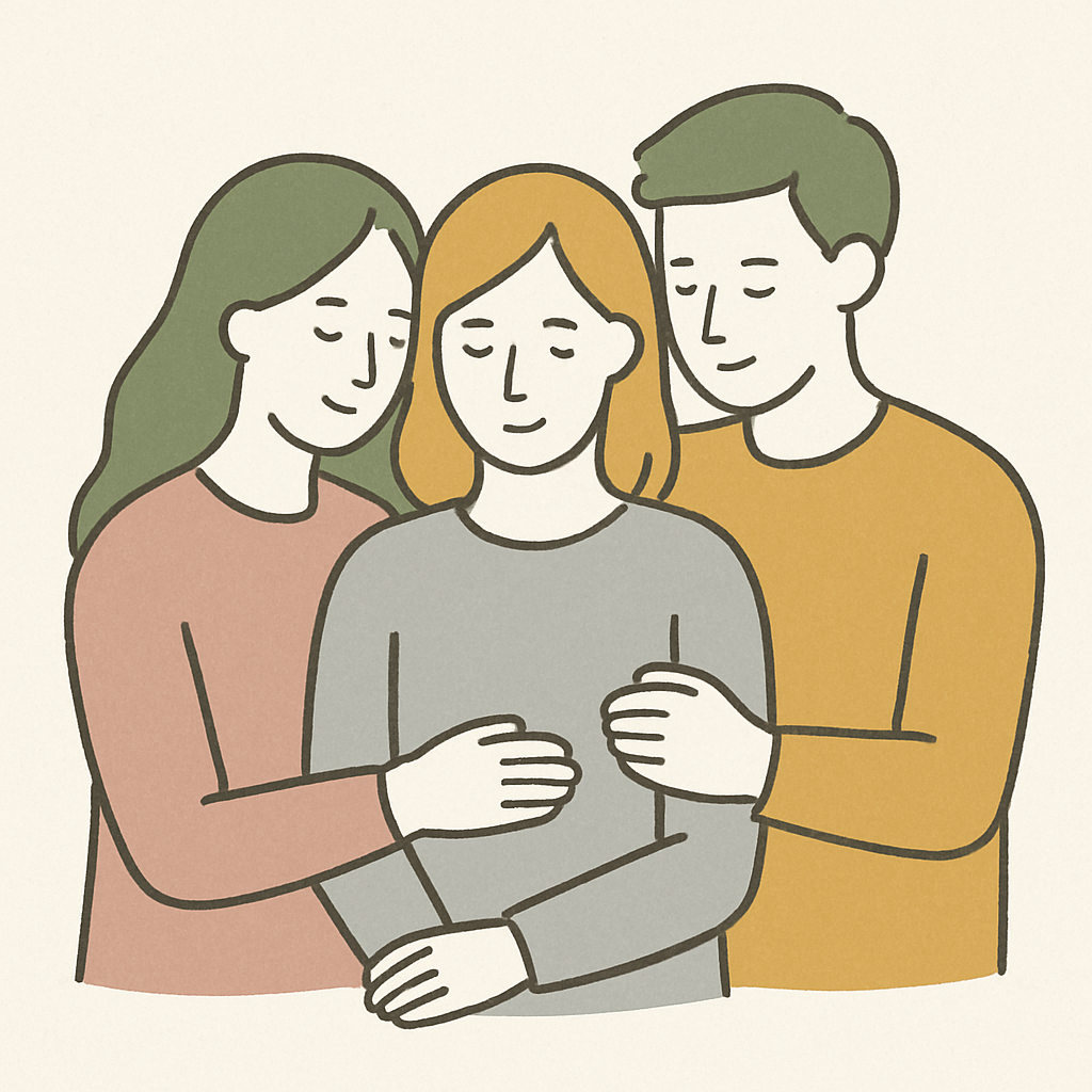 友人や家族にそっと寄り添うイメージ