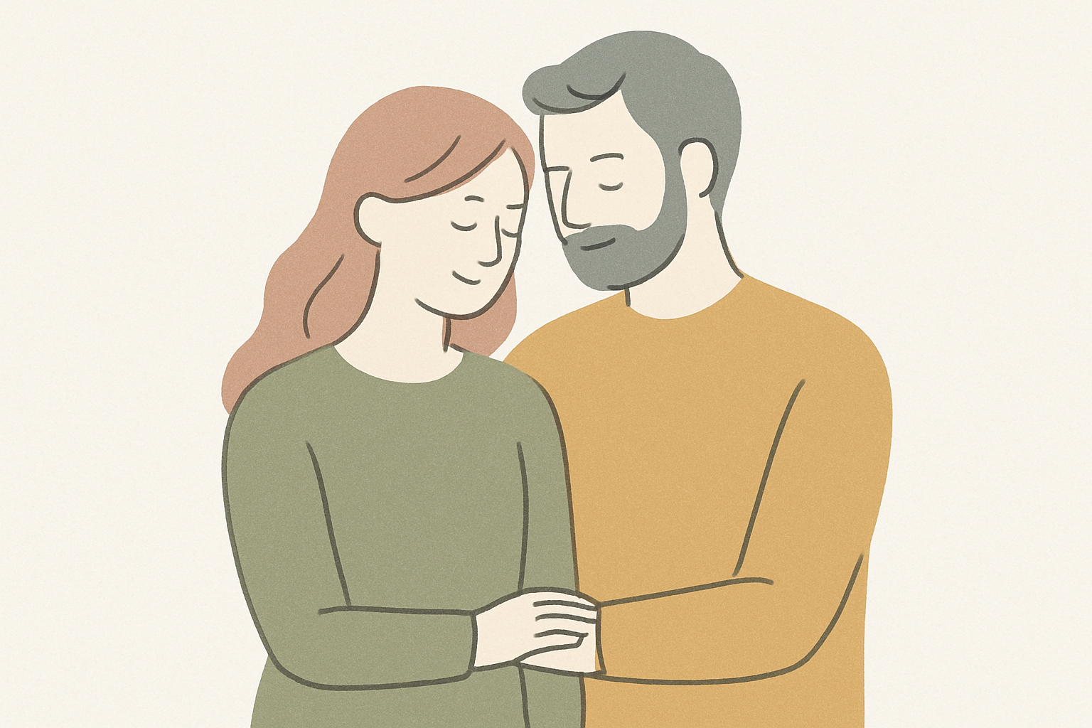 穏やかな雰囲気のカップルのイラスト(北欧イラスト風)