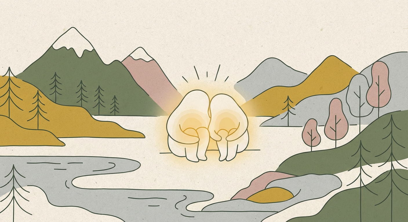 二つの光が寄り添うスピリチュアルなイメージ