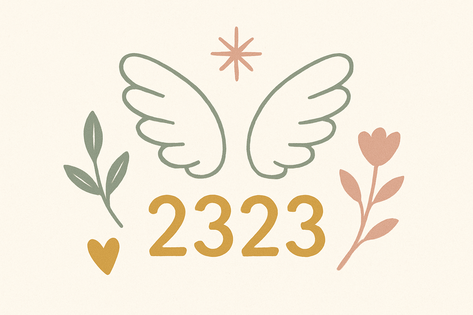 天使の羽や数字2323をモチーフにした柔らかいイメージイラスト