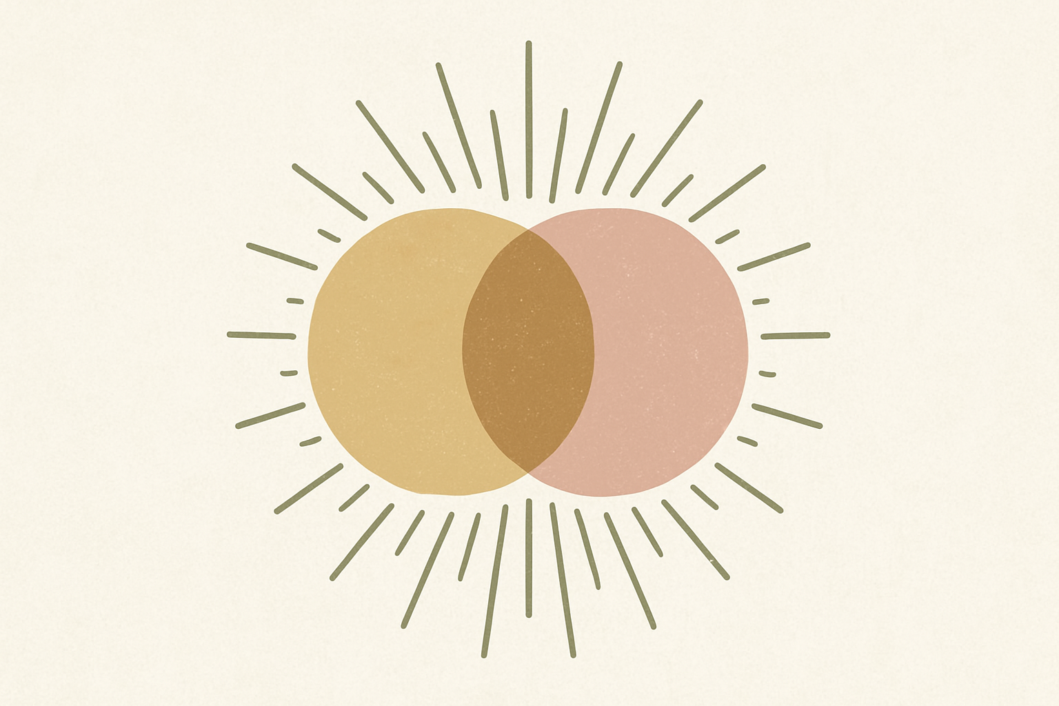 2つの光が1つに重なるようなスピリチュアルなイメージ