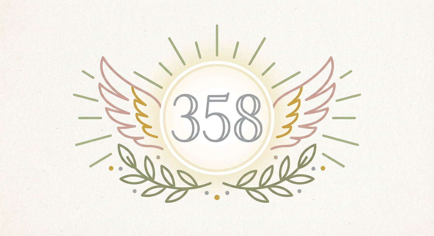数字358と光・天使の羽のイメージイラスト