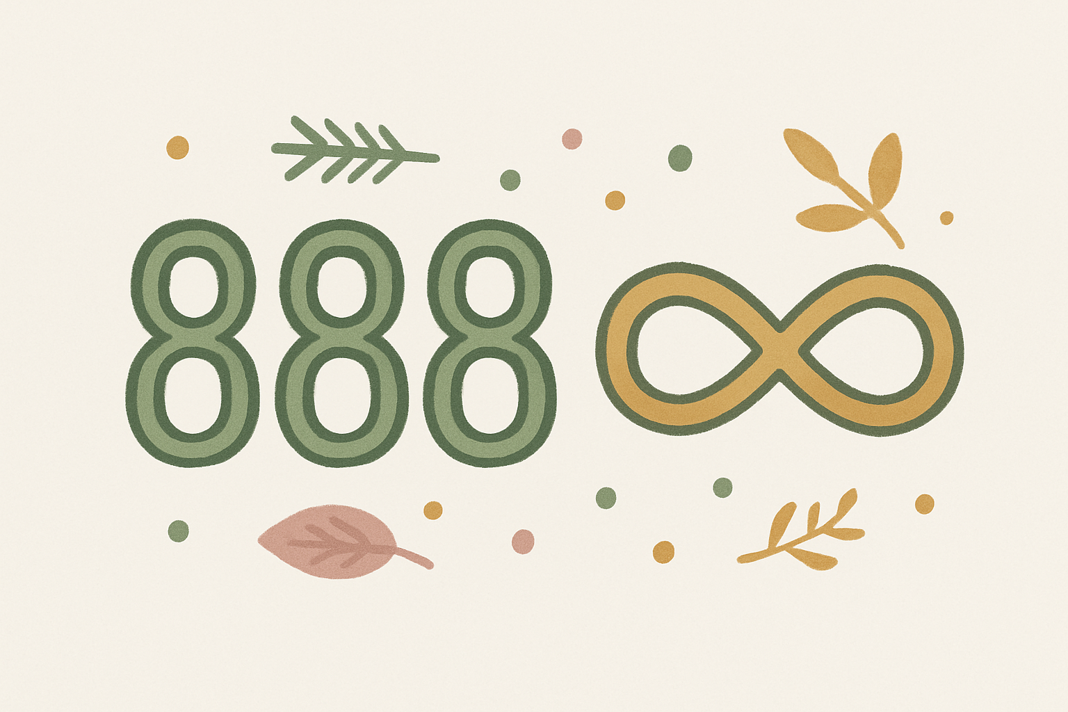 数字の888と無限大マーク（&infin;）のイメージイラスト