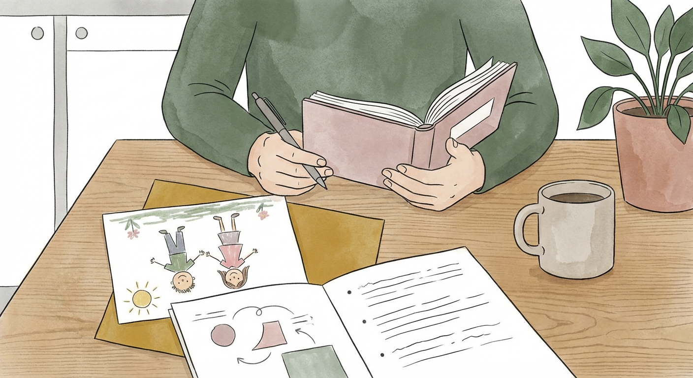 保護者が連絡帳に記入するイメージ