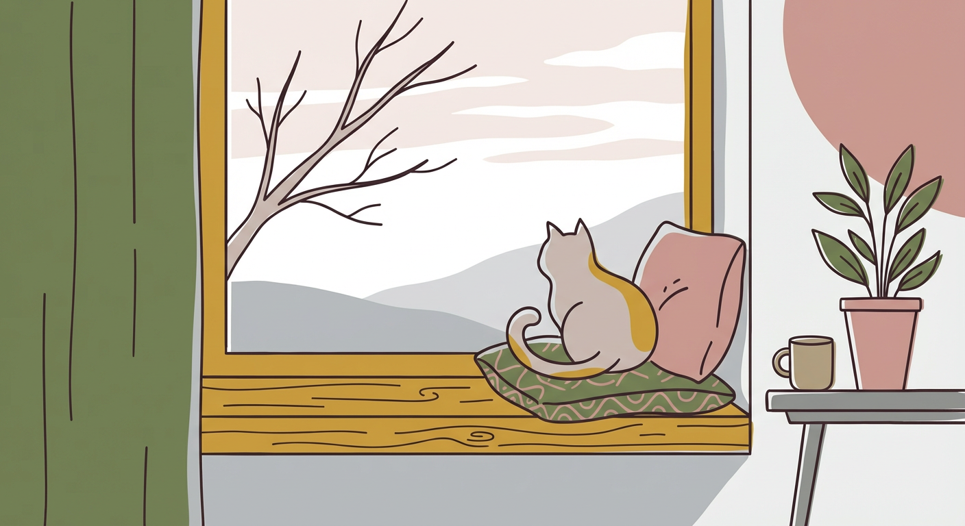 窓辺でくつろぐ猫のイメージ