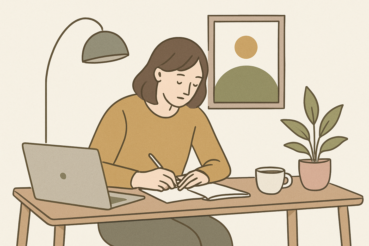 集中して作業している人のイメージイラスト