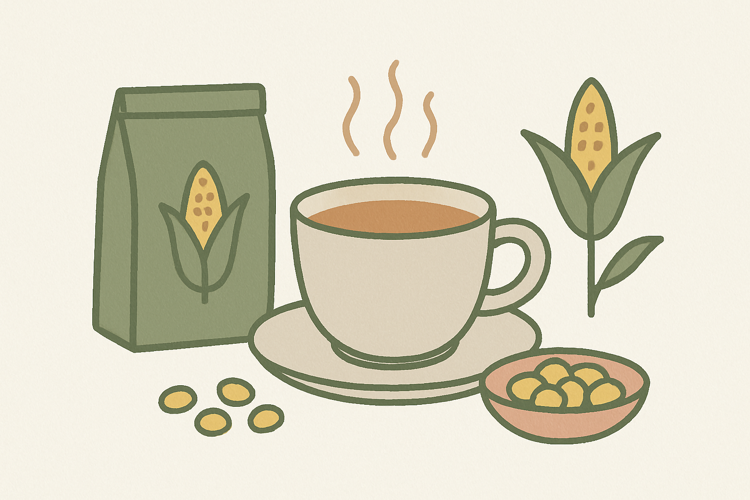 コーン茶と栄養成分のイメージイラスト