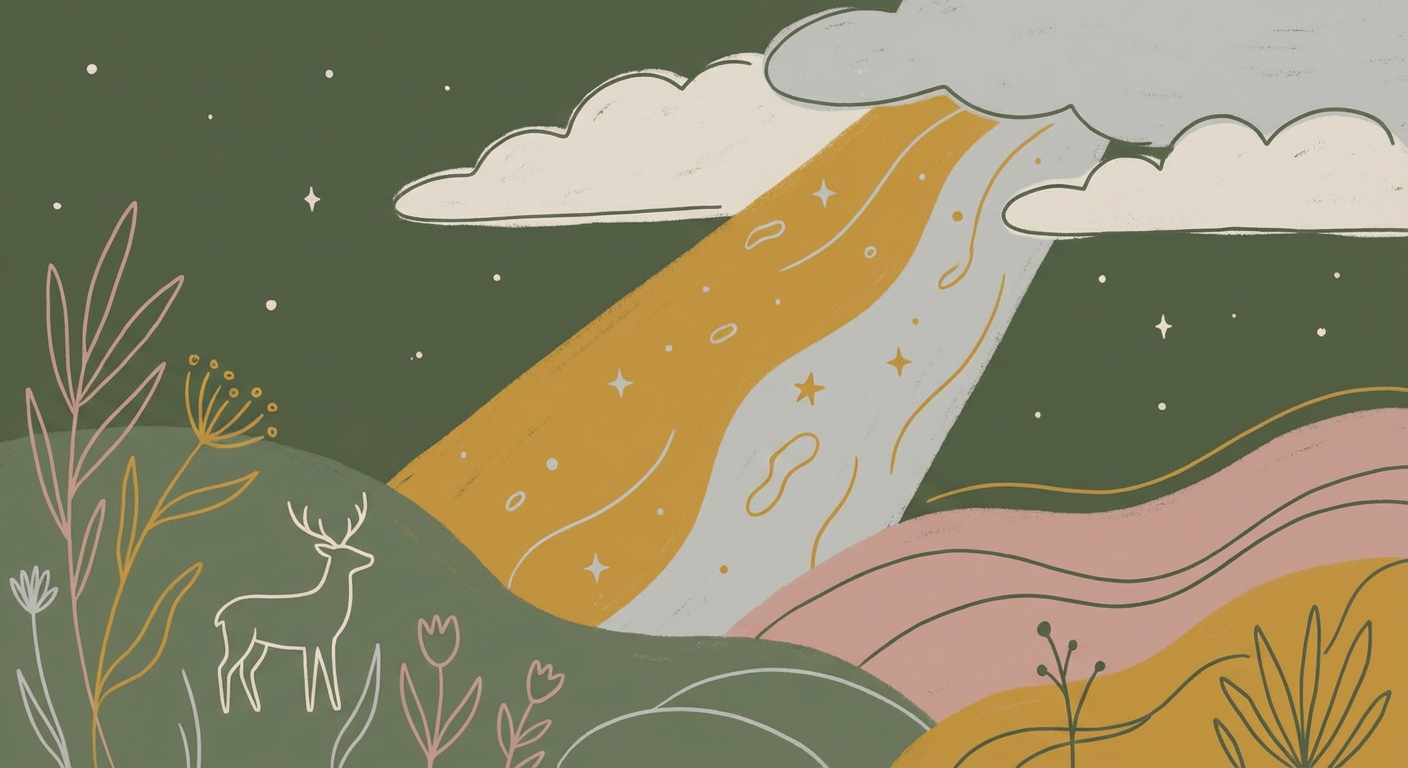 夜空に光が差すような再生・希望のイメージ