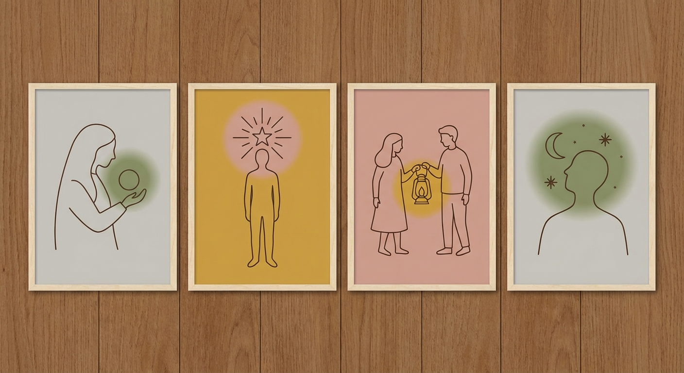 人物のシルエットと光のイメージ(人物別の象徴)