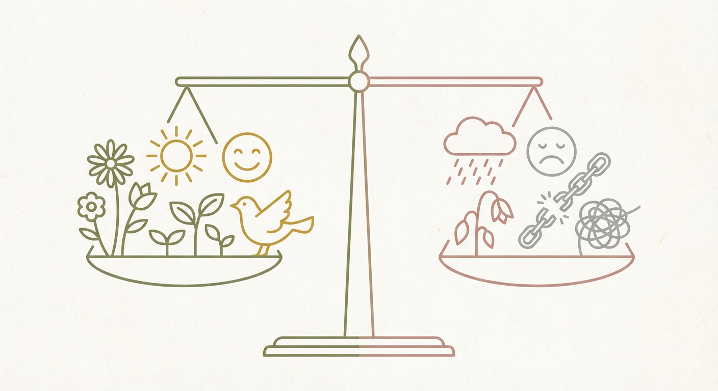 メリット・デメリットを比較するイメージ画像