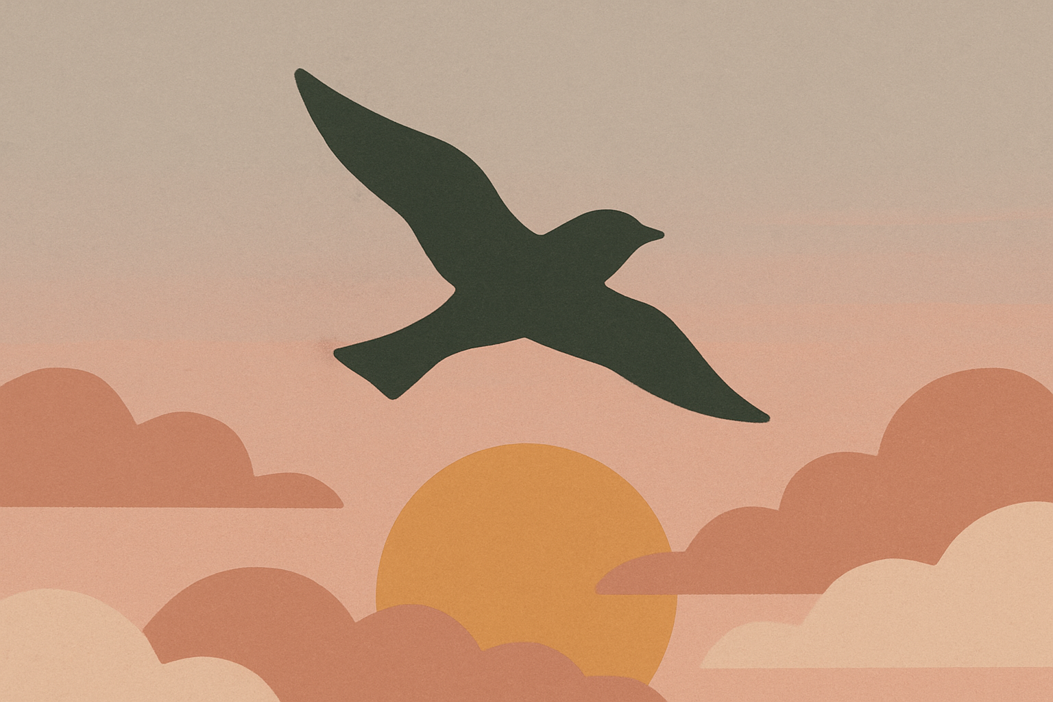 夕焼け空を飛ぶシルエットのイメージ