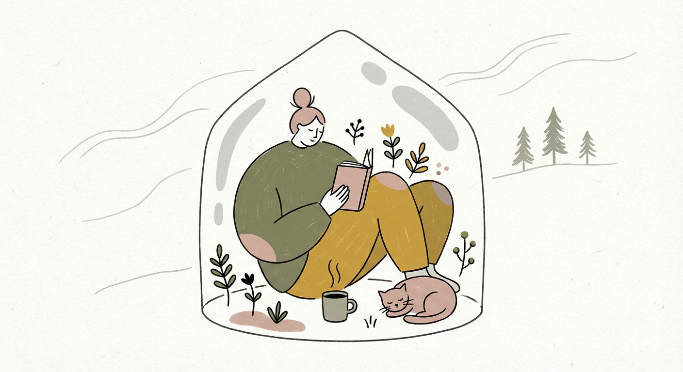 自分の世界に閉じこもっている人のイメージイラスト