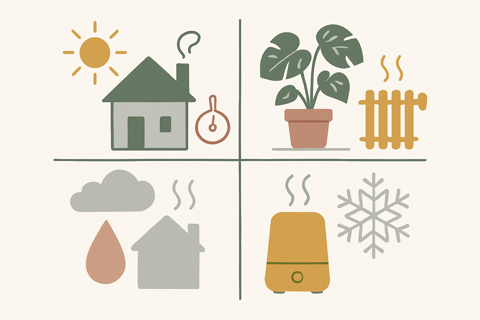 季節ごとの湿度管理のポイントまとめ図