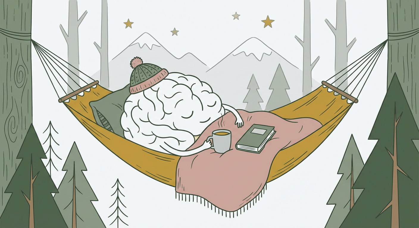 疲れた脳が休息しているイメージイラスト
