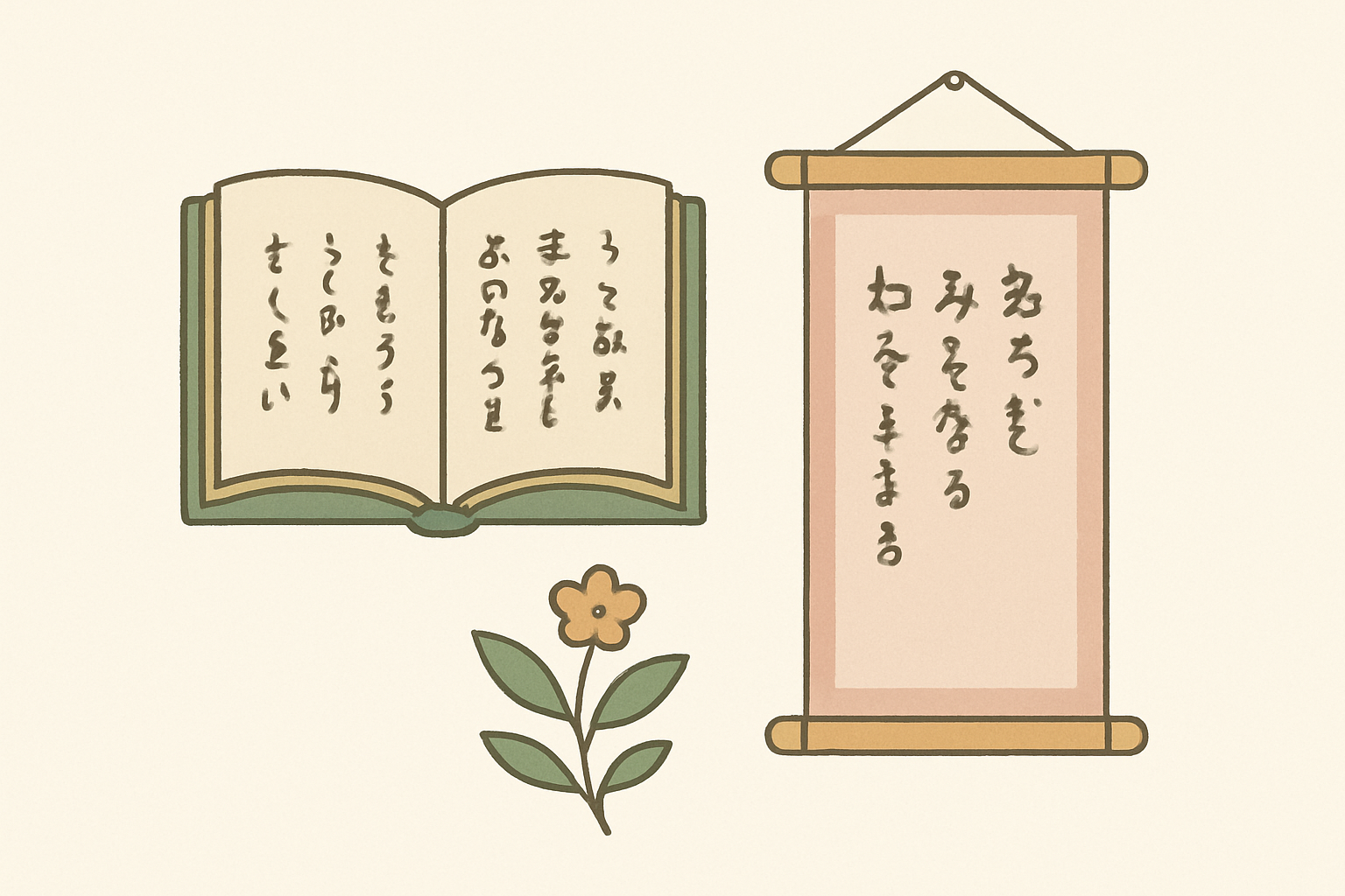 古い日本語の書物や和歌のイメージ