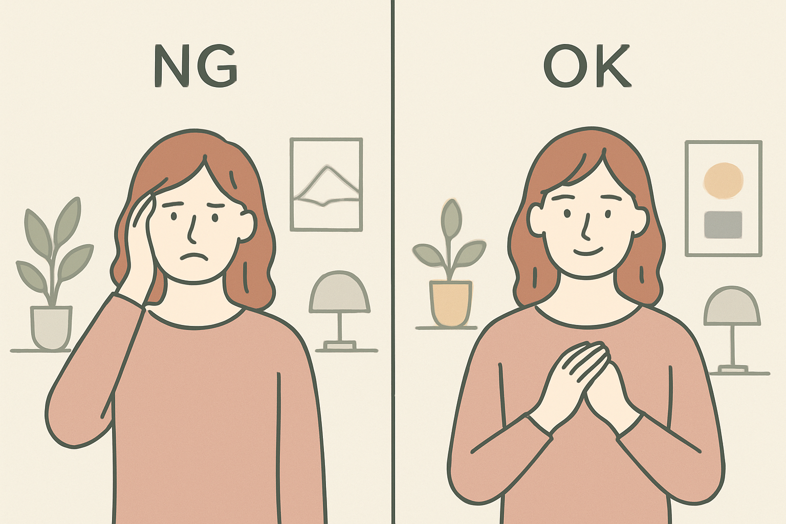 NG例とOK例の対比イメージ