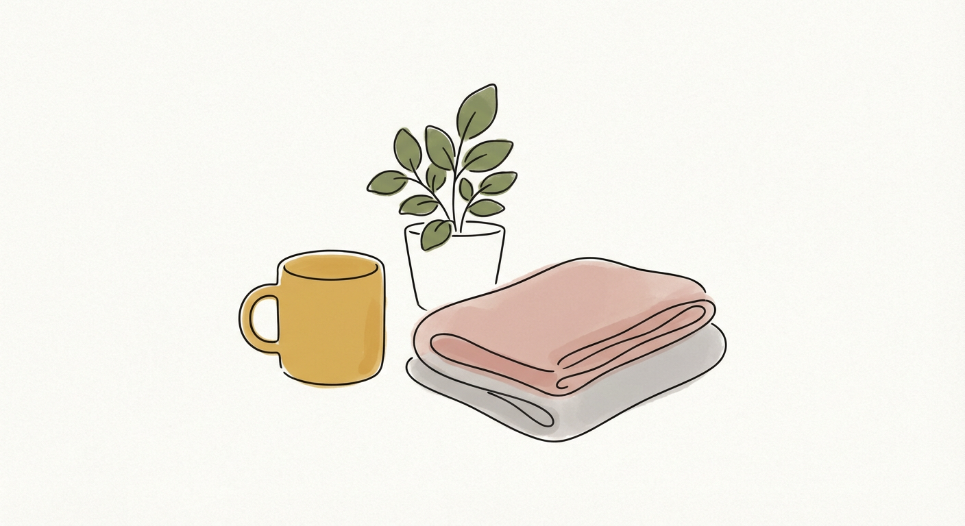 ミニマムという言葉のイメージ（北欧イラスト風）