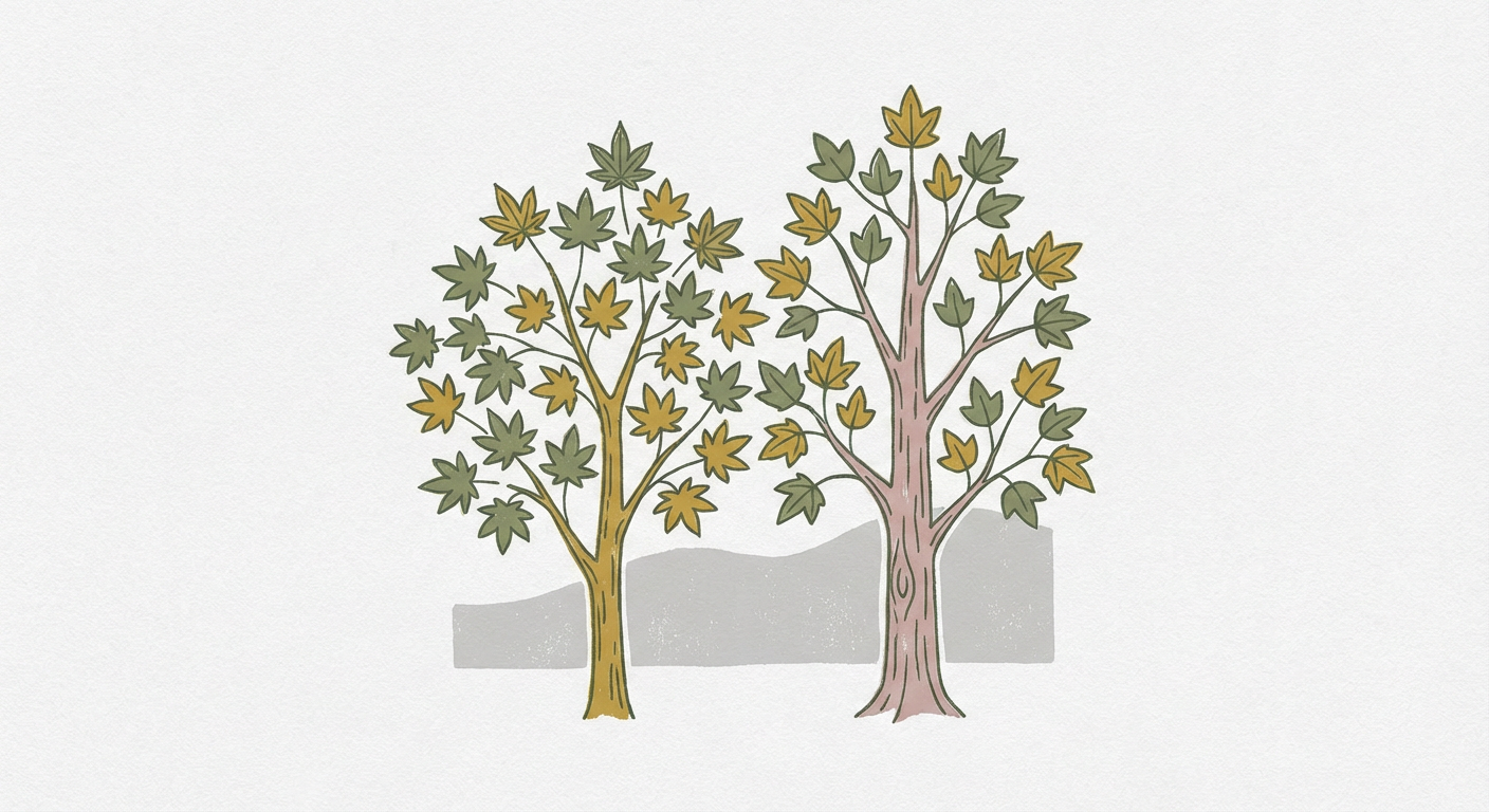 イロハモミジとトウカエデの並びイメージ