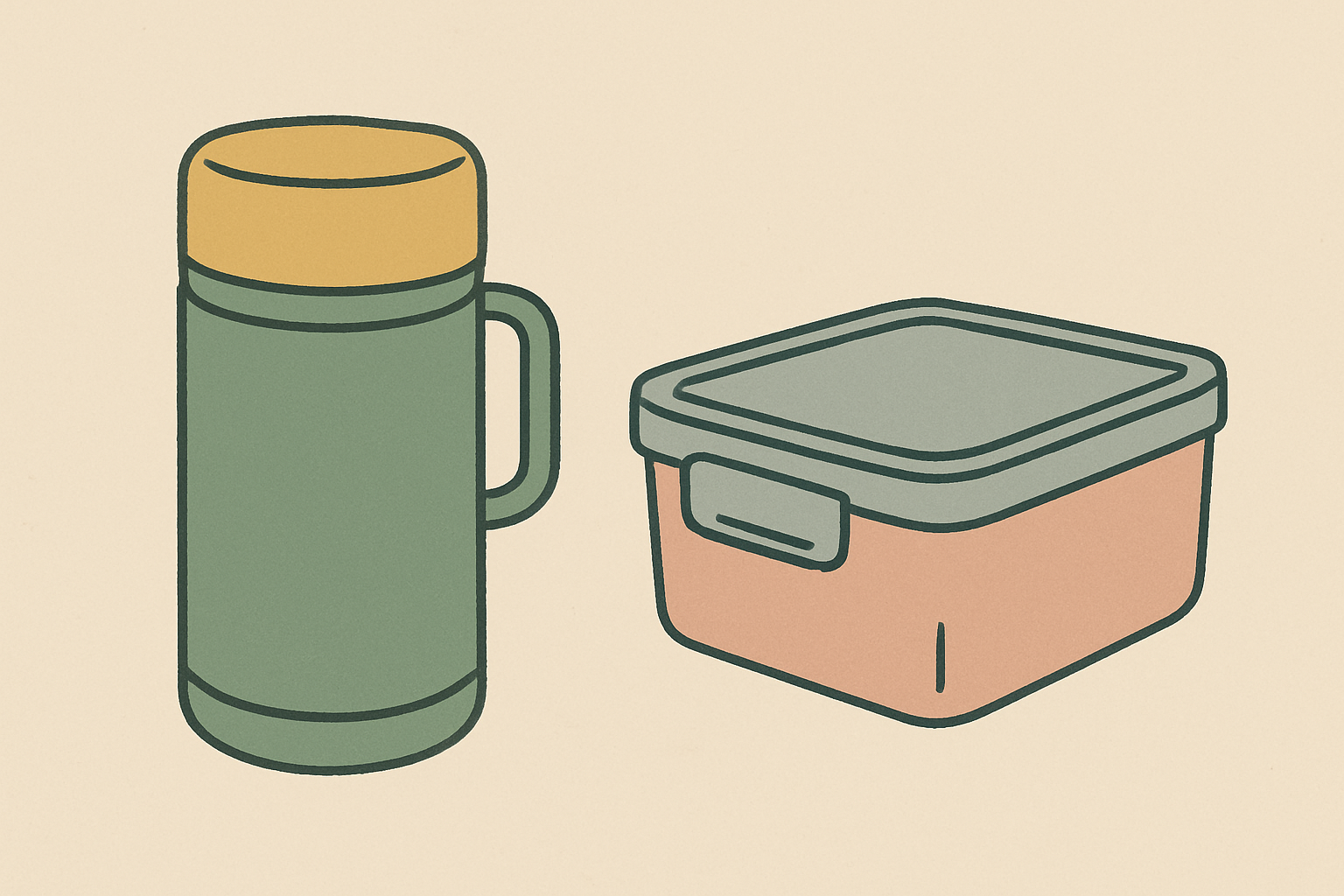 スープジャーと密閉タッパーの比較イメージ
