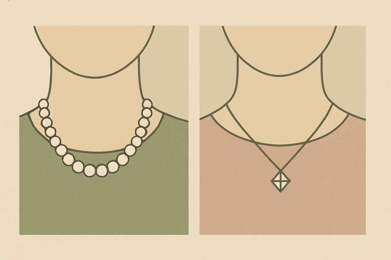パールネックレスとシンプルダイヤネックレスの比較イメージ