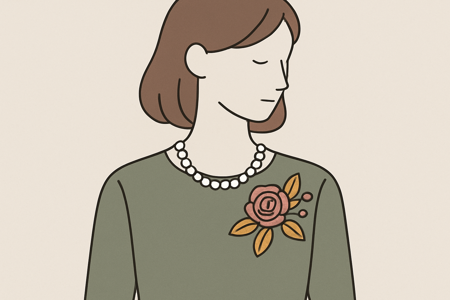 コサージュ+パールネックレスのコーディネート例