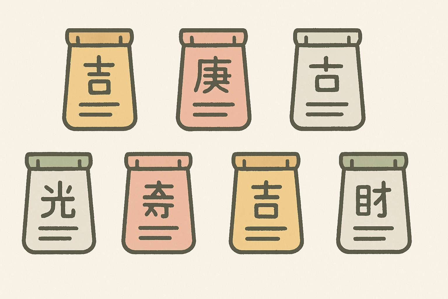 おみくじの吉凶一覧を示すイラスト