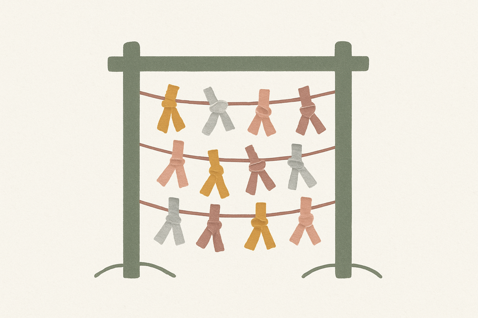 おみくじを結び所に結んでいるイメージ