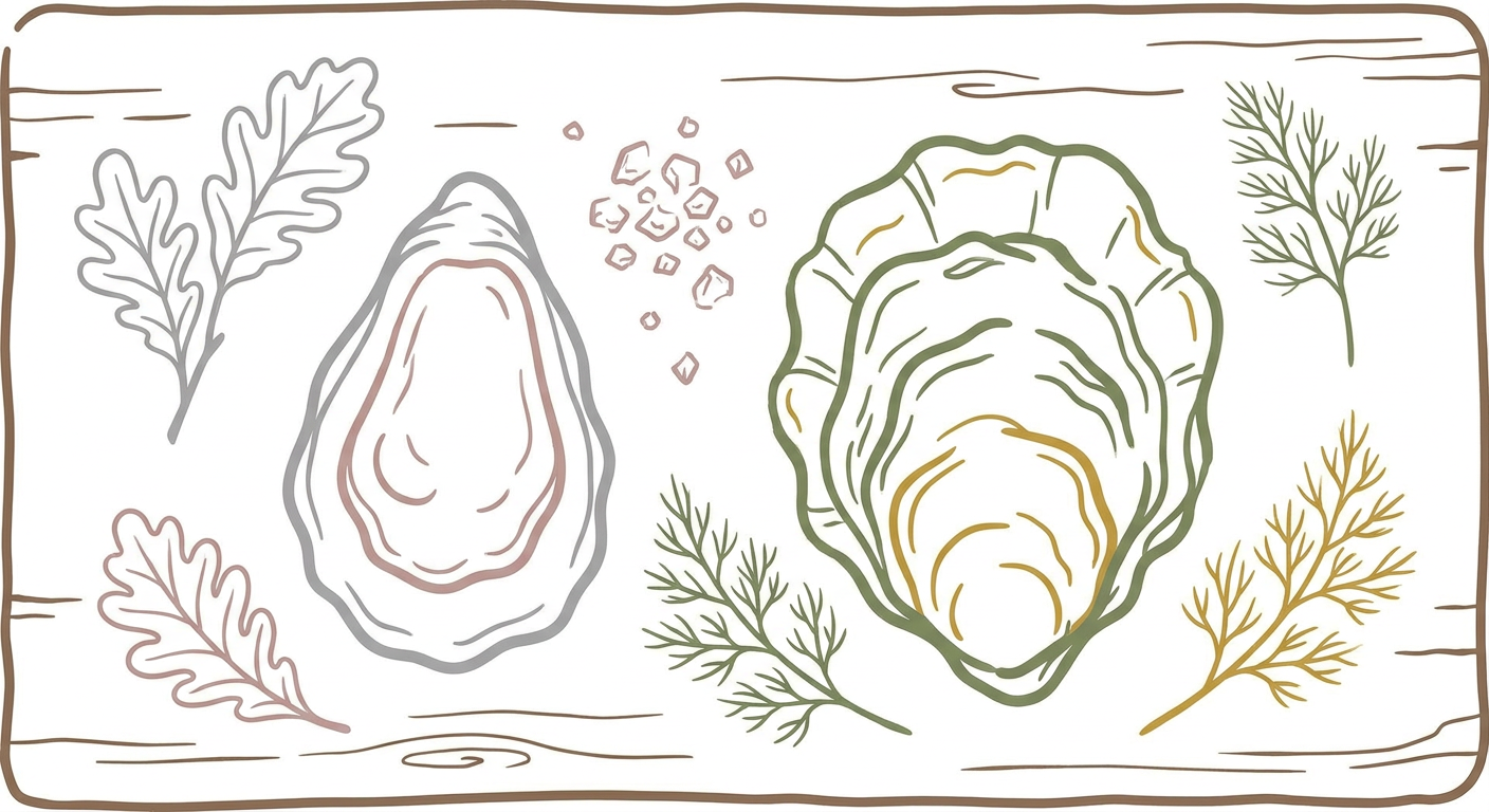 真牡蠣と岩牡蠣を並べて比較したイメージ