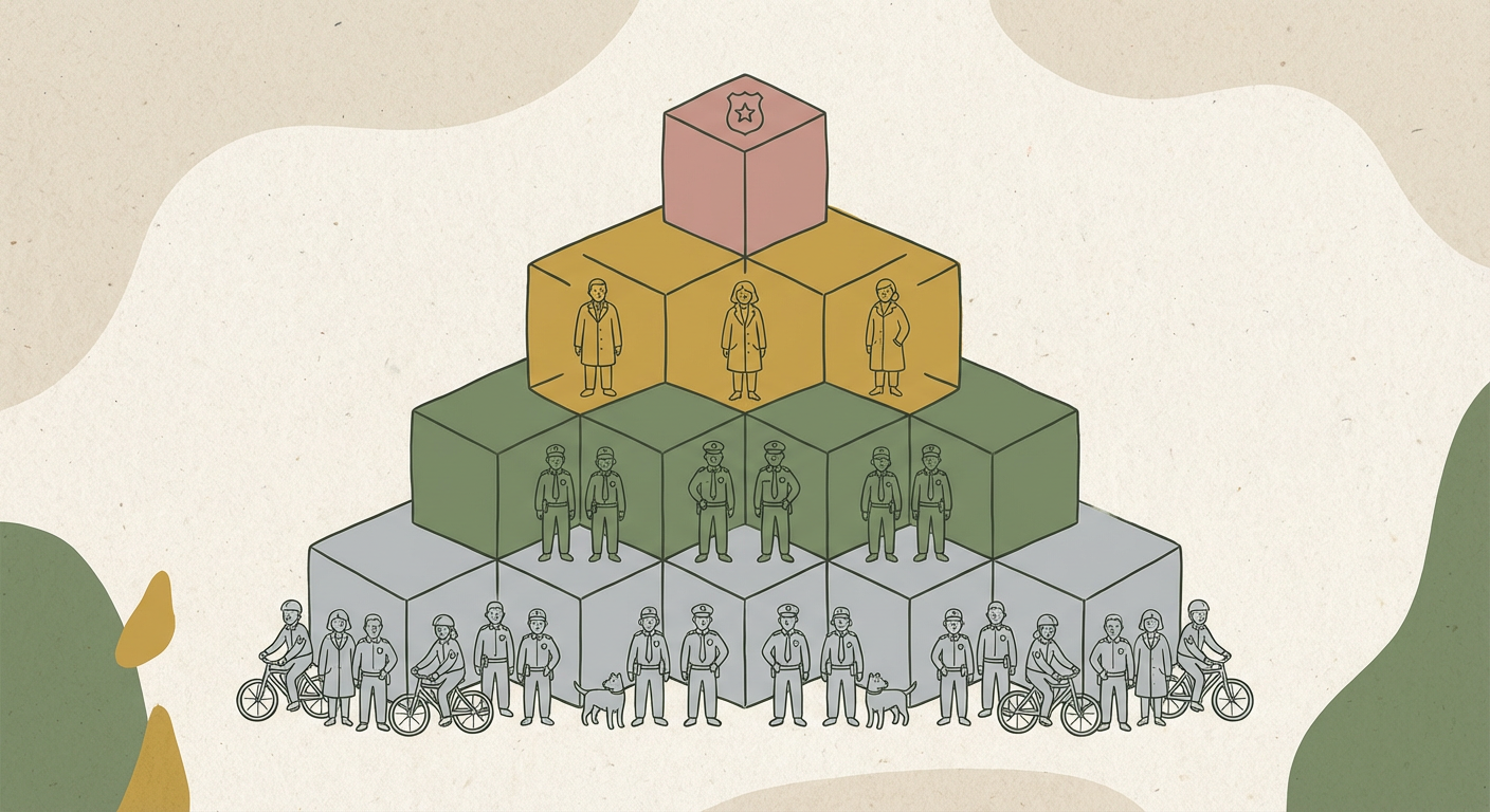 警察組織のピラミッド構造を示すイメージ