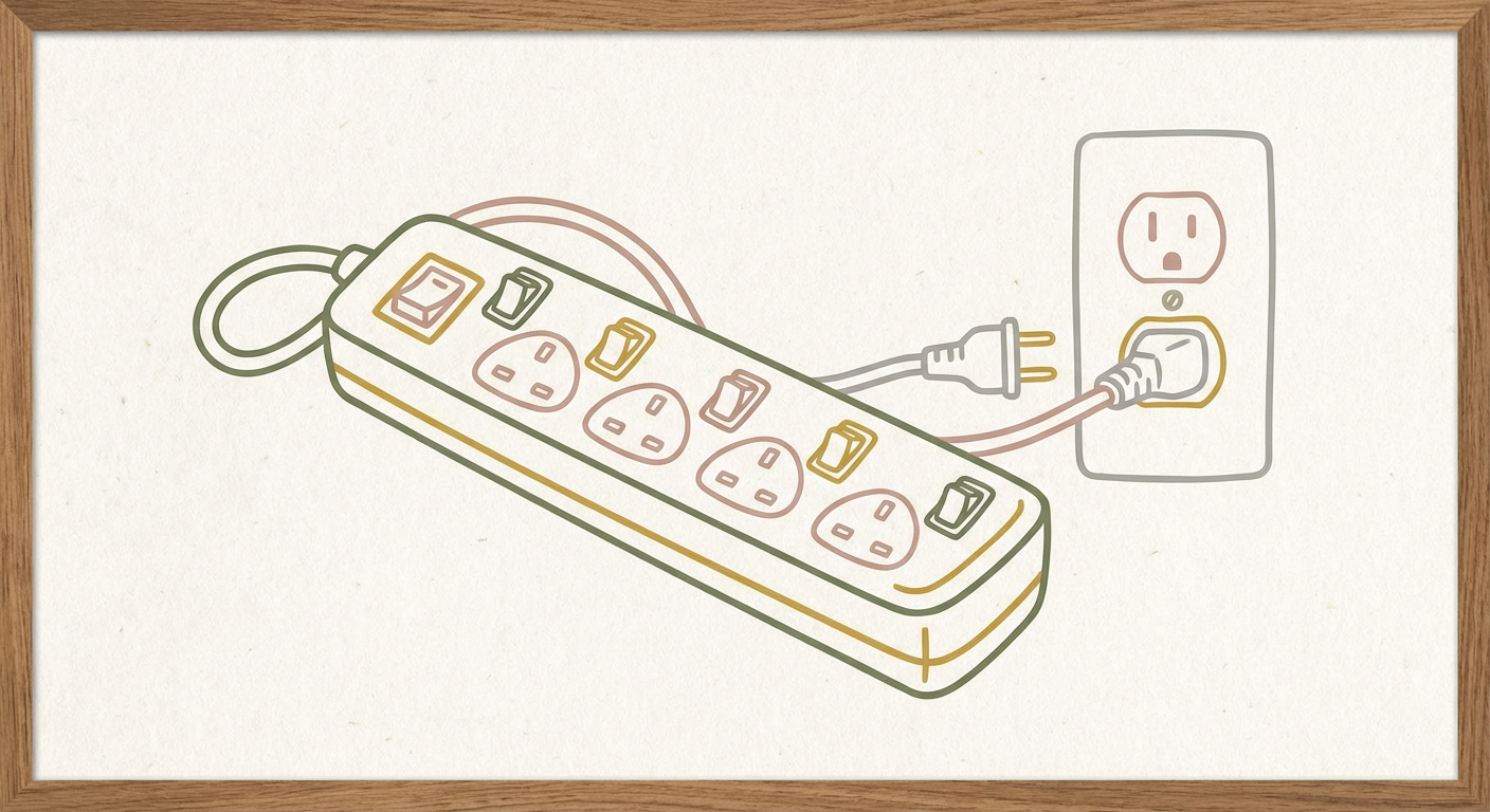 コンセントと節電タップのイメージイラスト(北欧テイスト)