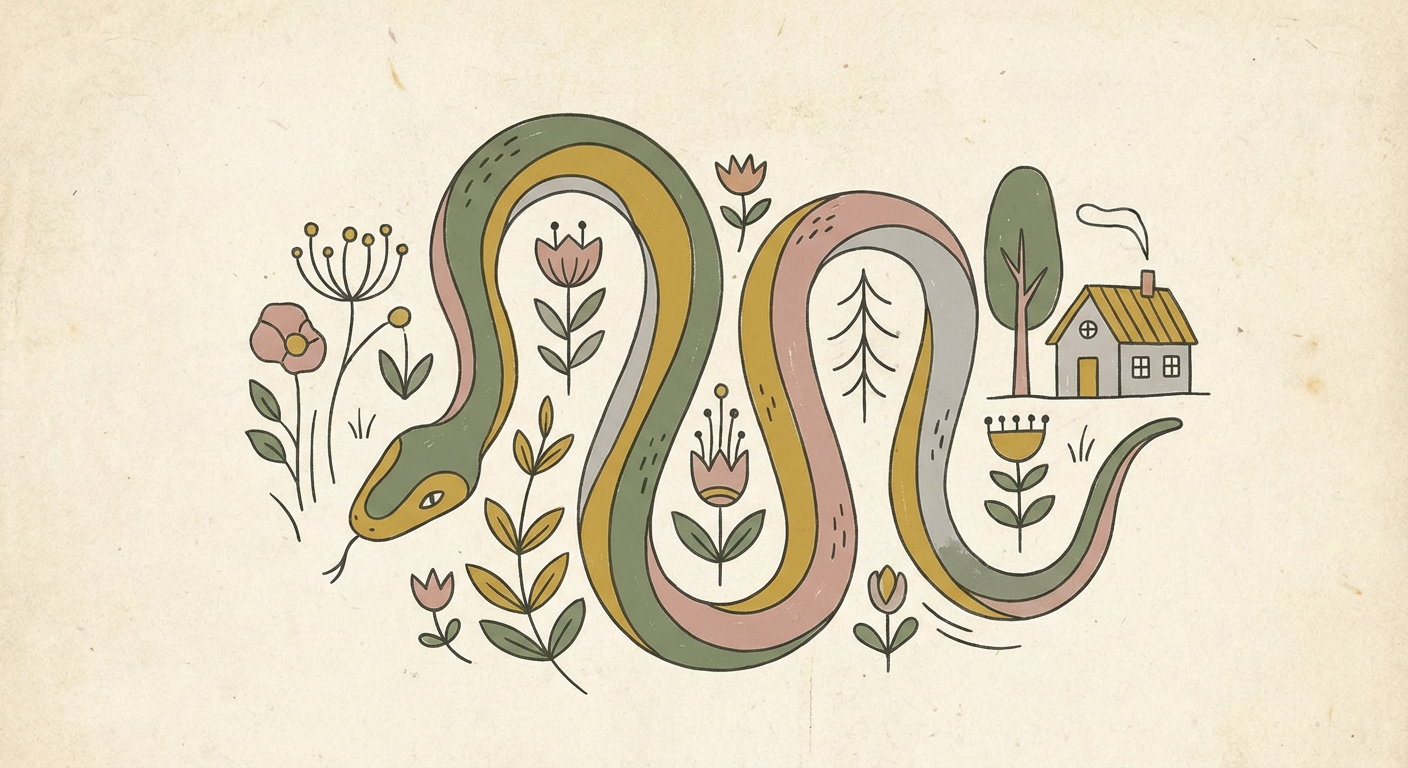 蛇のイラスト（北欧風くすみカラー）