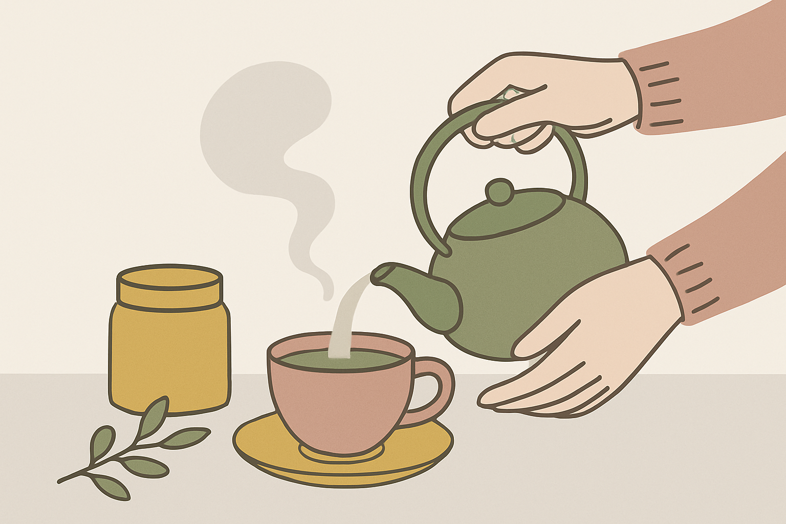 急須で甘茶を淹れているイメージ