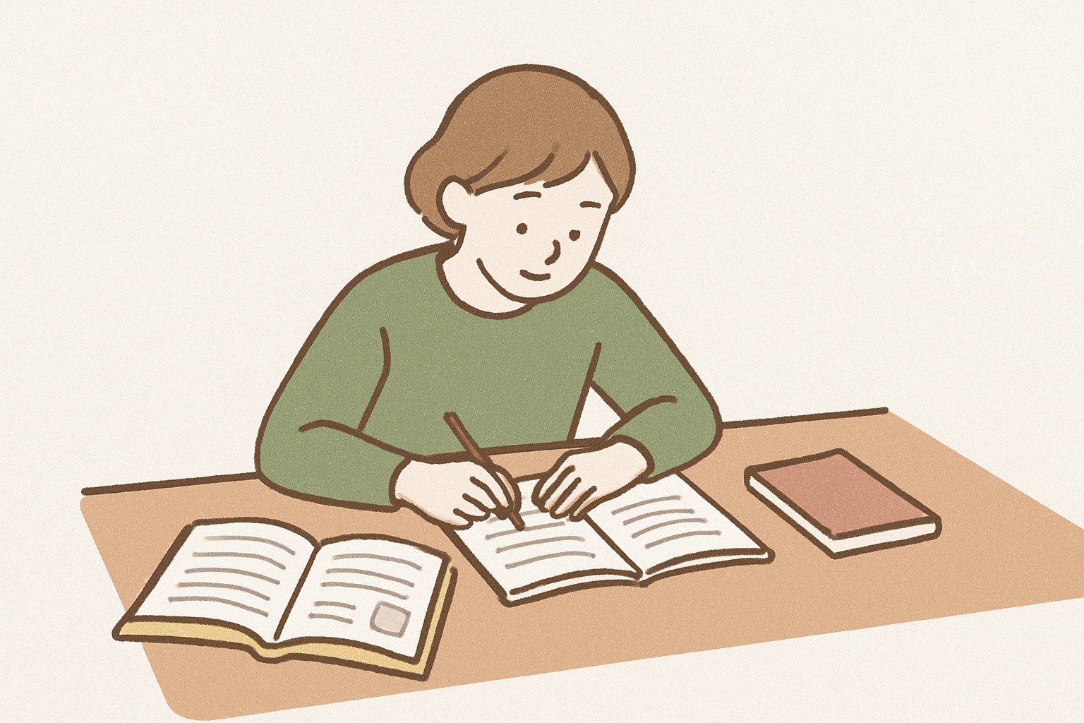 教科書とノートを広げて勉強する学生のイメージ