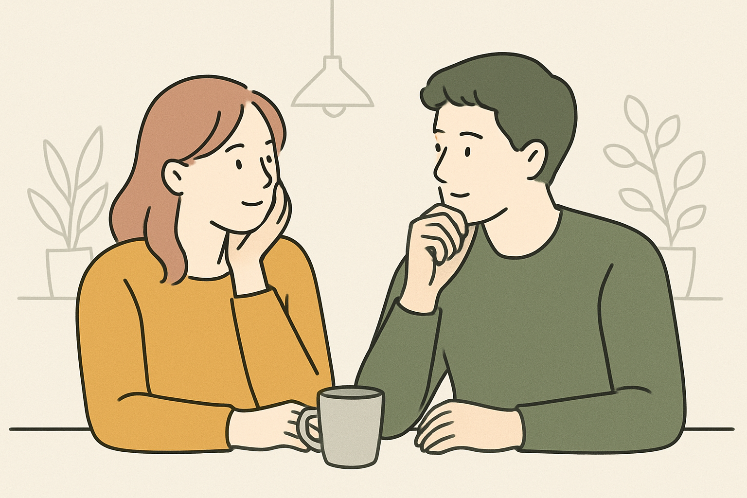 デート中の脈ありサインをチェックするイメージイラスト