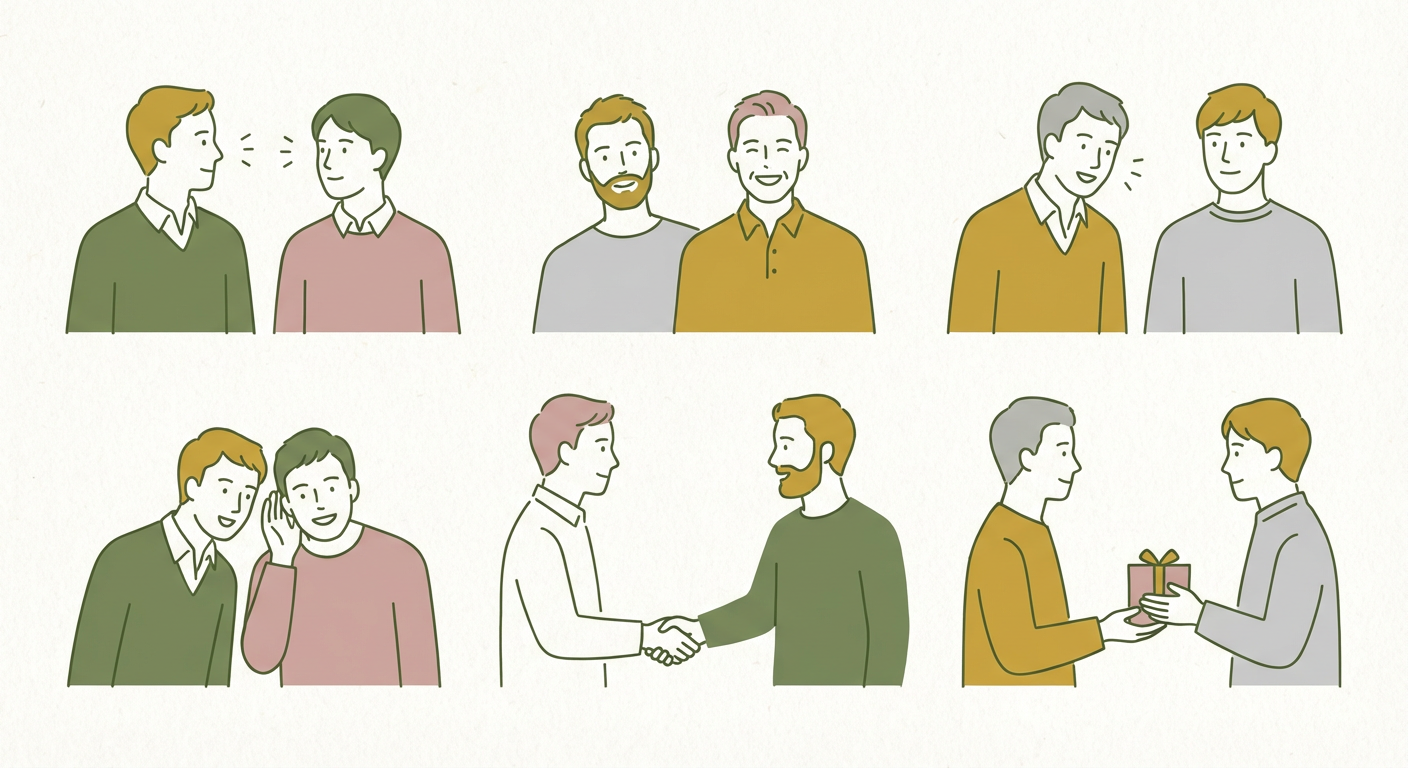 男性の態度・行動サインのイメージイラスト