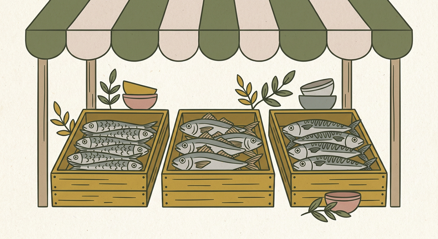 店頭に並ぶ青魚（イワシ・アジ・サバ）のイメージ