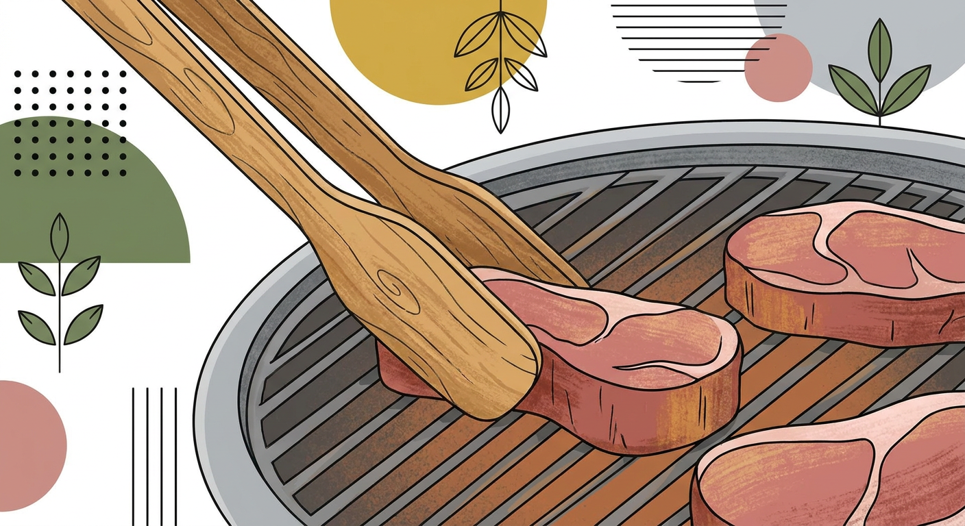 トングで肉を焼くアップのイメージ