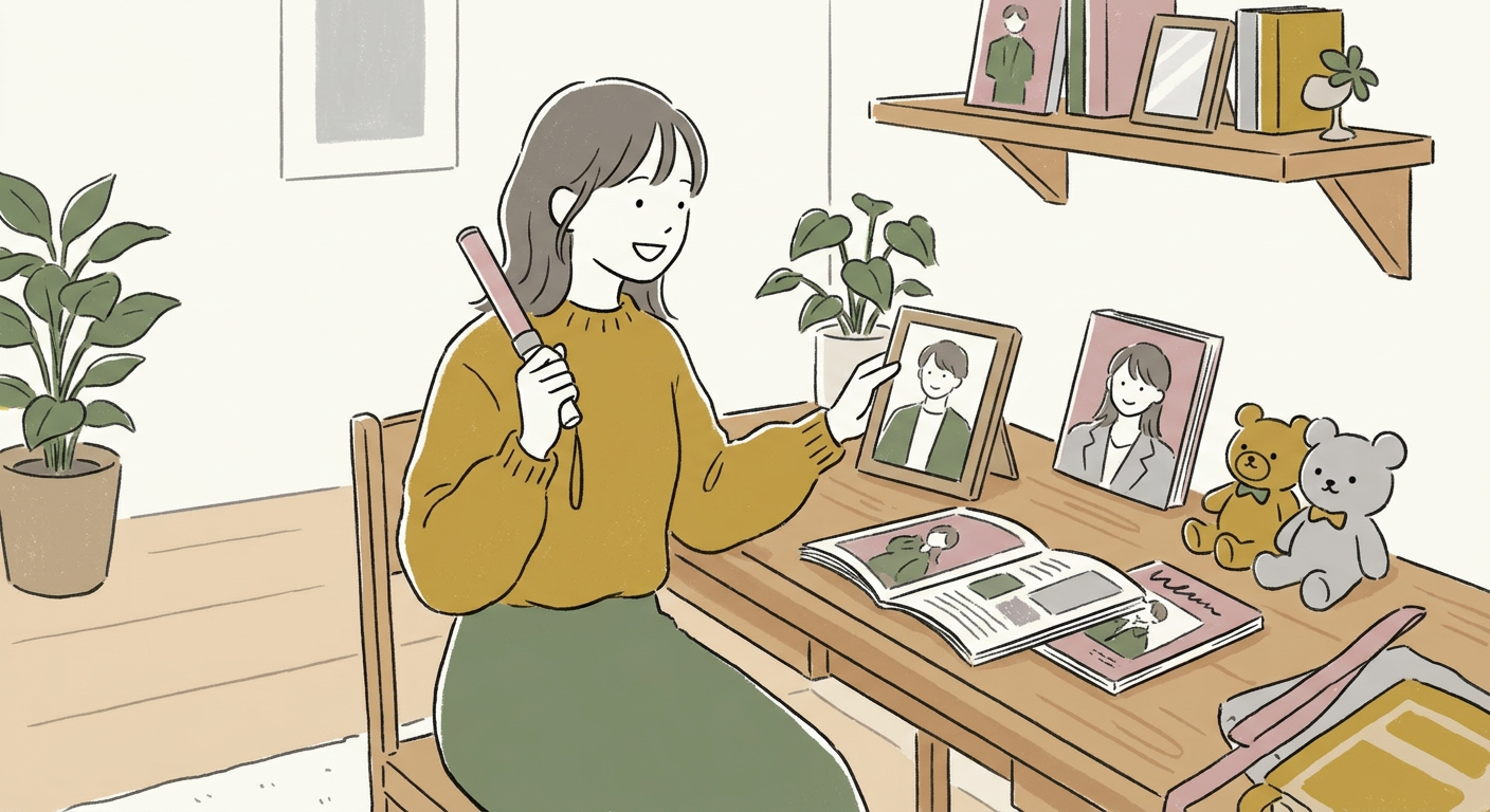推し活を楽しむ女性のイメージイラスト