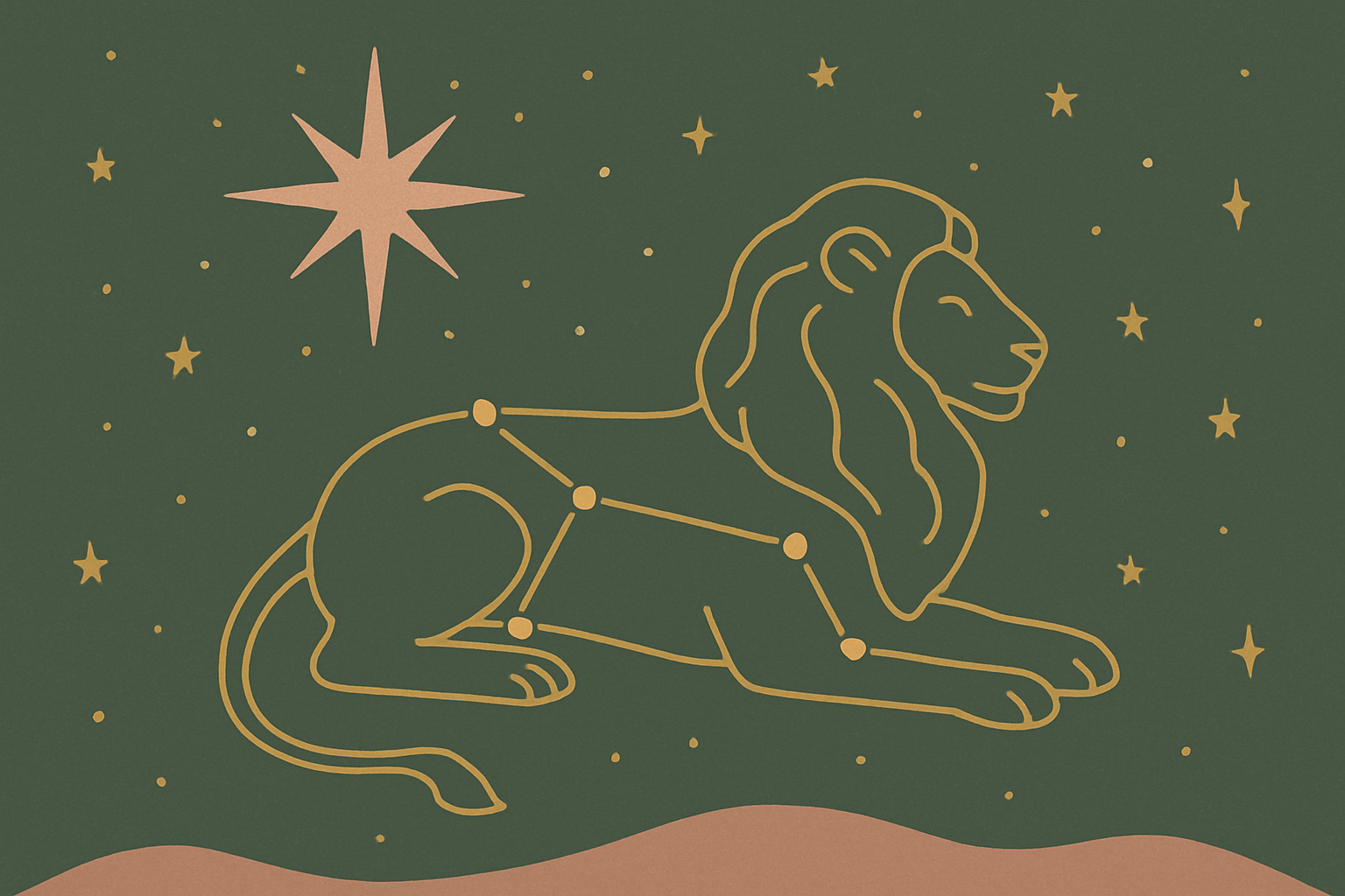 夜空に輝く星（シリウス）と獅子座をイメージした幻想的なイラスト