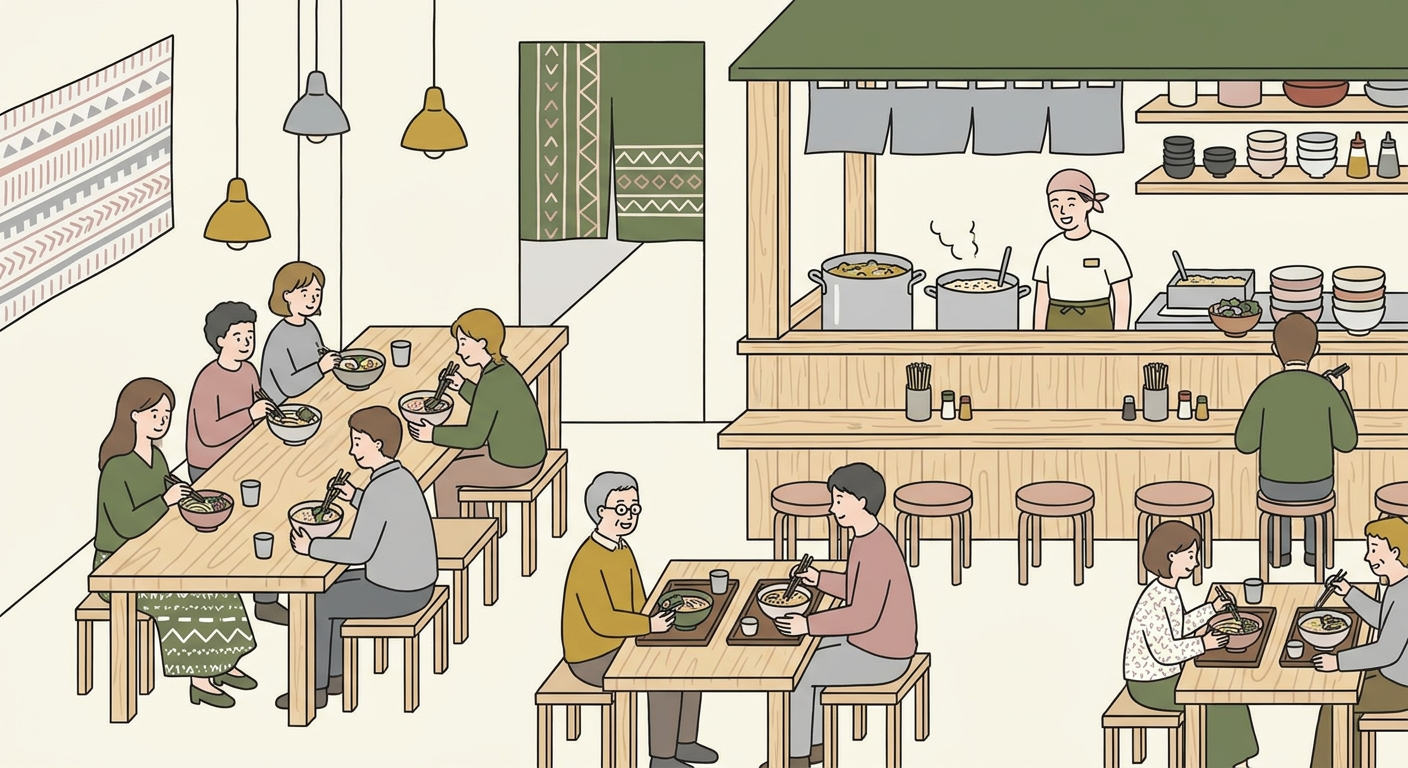 フードコートにあるラーメンチェーンのイメージ