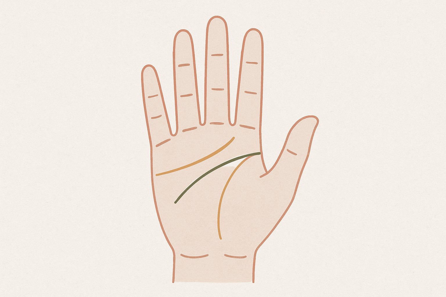 手のひらのイラストで、ますかけ線・覇王線の位置を示した図