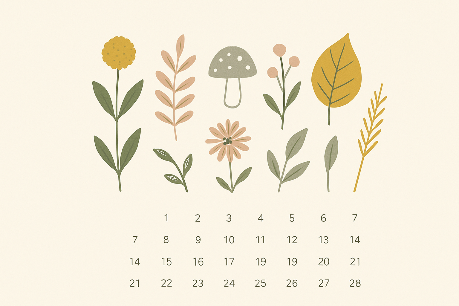 9月のカレンダーと秋の草花のイメージ