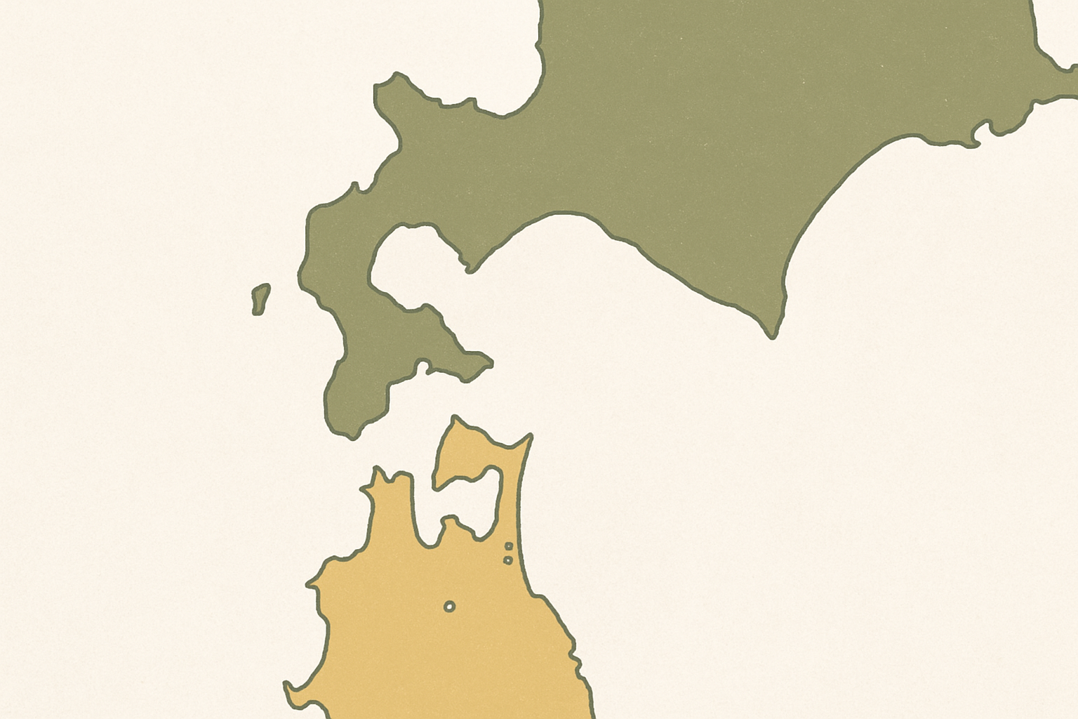 本州と北海道の間に位置する津軽海峡の地図イメージ