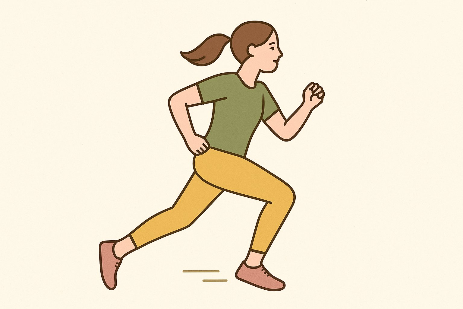 走るときの正しいフォーム(前傾姿勢・腕振り・ひざの上げ方)を示すイラスト