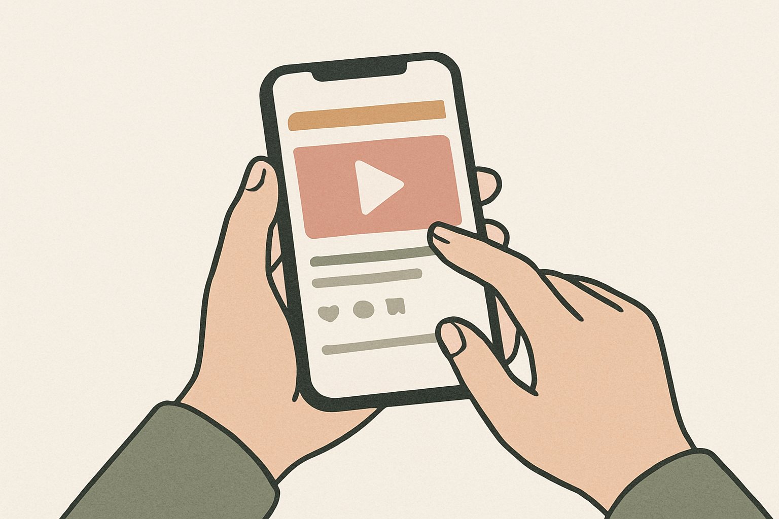 スマートフォンでSNSの短い動画を見ている手元のイメージ